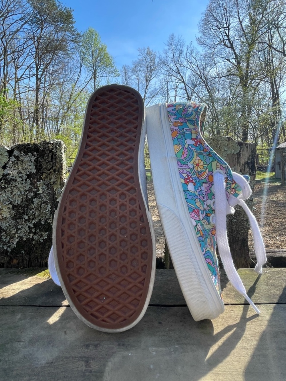 Vans Mushrooms Flower Print W-6.5 M-5 Pre-owed Unisex Sneakers - Picture 3 of 6